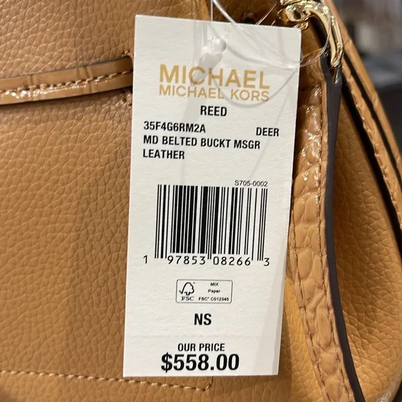 MICHAEL KORS 
Reed Medium Pebbled Leather Belted Bucket Messenger Satchel Crossb - Picture 13 of 16